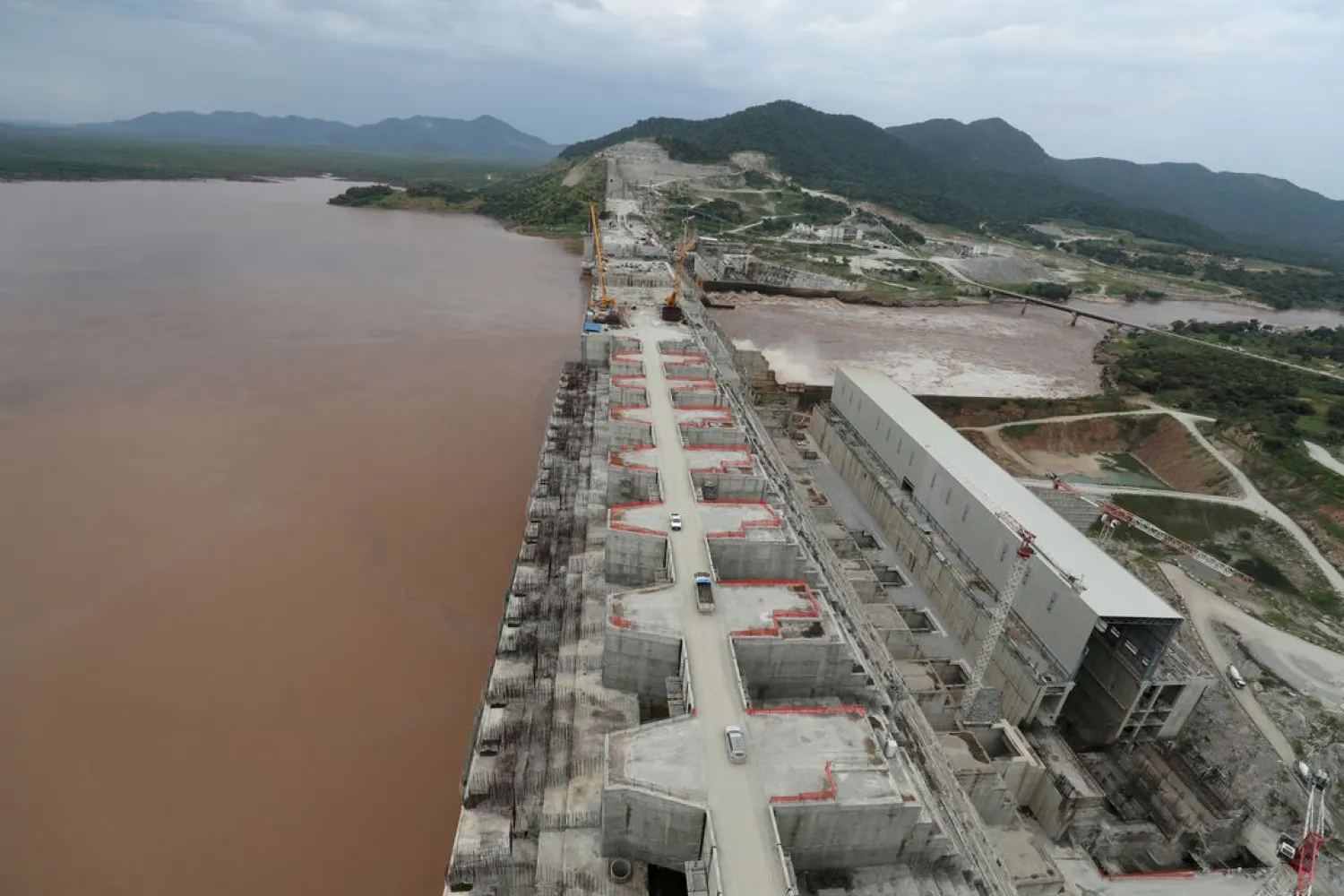 Ethiopia's Grand Renaissance Dam is seen as it undergoes construction work on the river Nile in Guba Woreda, Benishangul Gumuz Region, Ethiopia September 26, 2019. (Reuters)