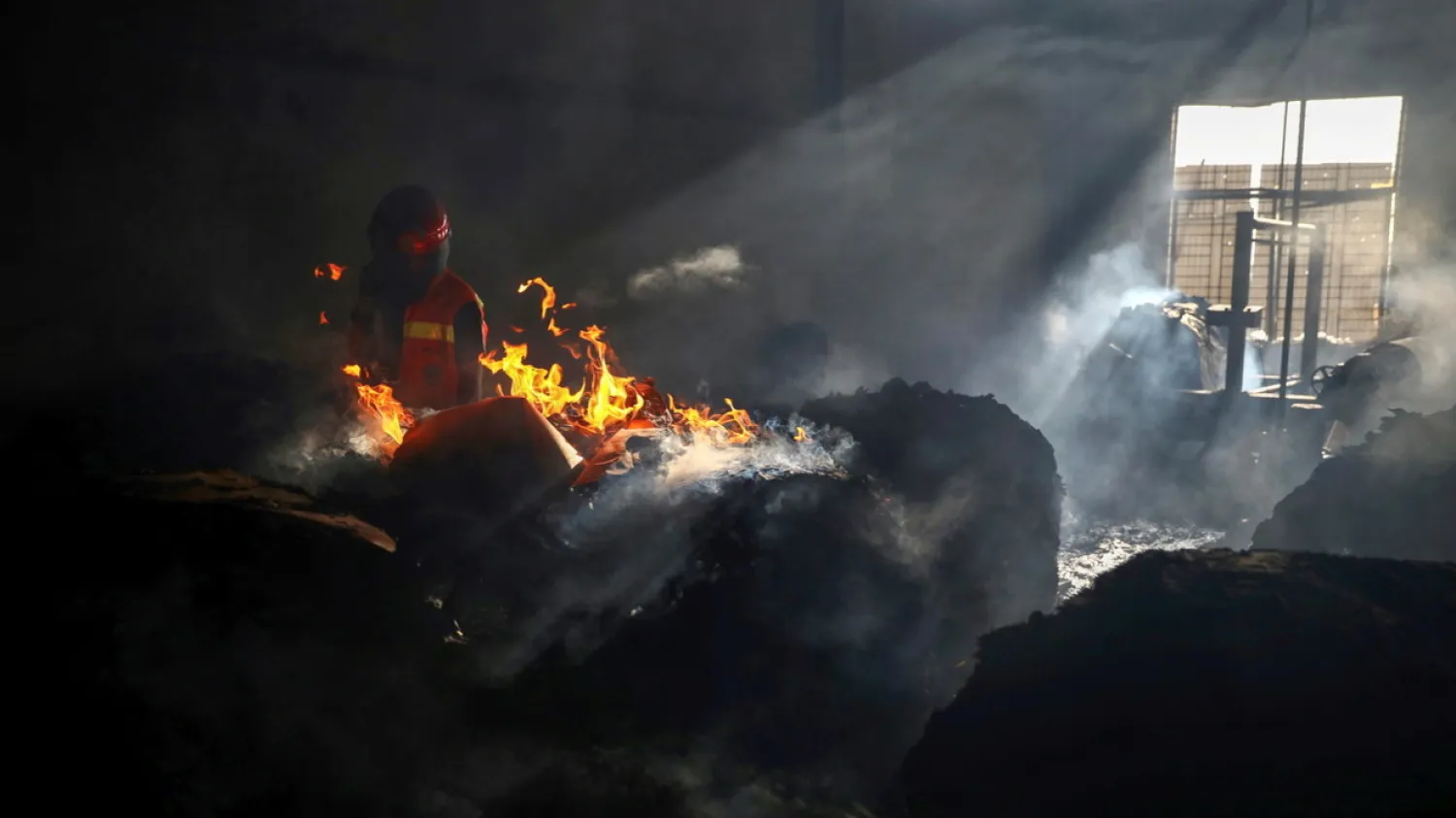 Fire at a factory on the outskirts of Dhaka, Bangladesh, July 9, 2021. (Reuters)
