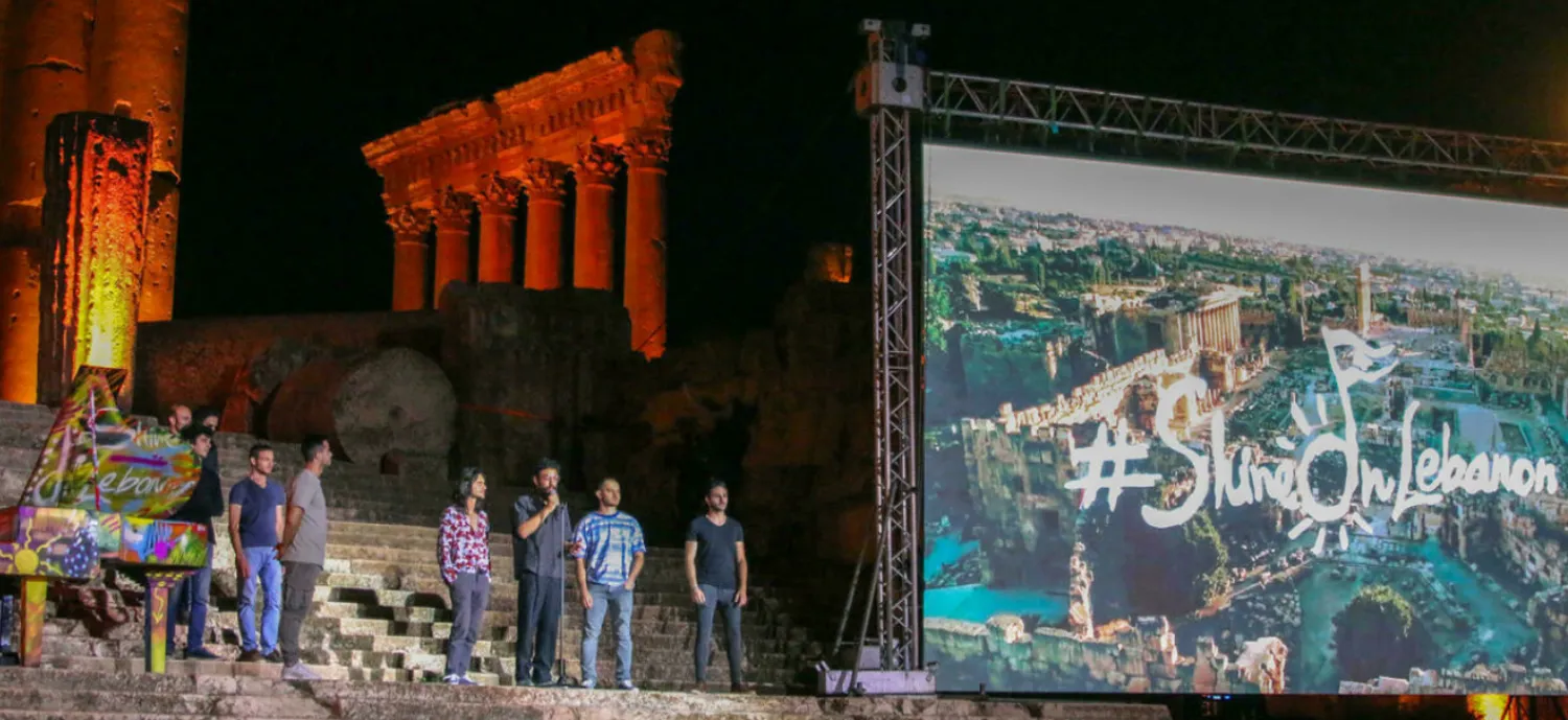 Artists perform during the Baalbek Festival, held virtually under the theme "defying darkness with music", in crisis-hit Lebanon's eastern Bekaa Valley, on July 9, 2021. (Photo by - / AFP)