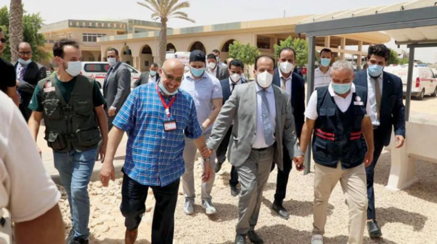 The Minister of Health and Director of the National Center for Disease Control during a previous visit to the Ras Ajdir border crossing with Tunisia. (NCDC)