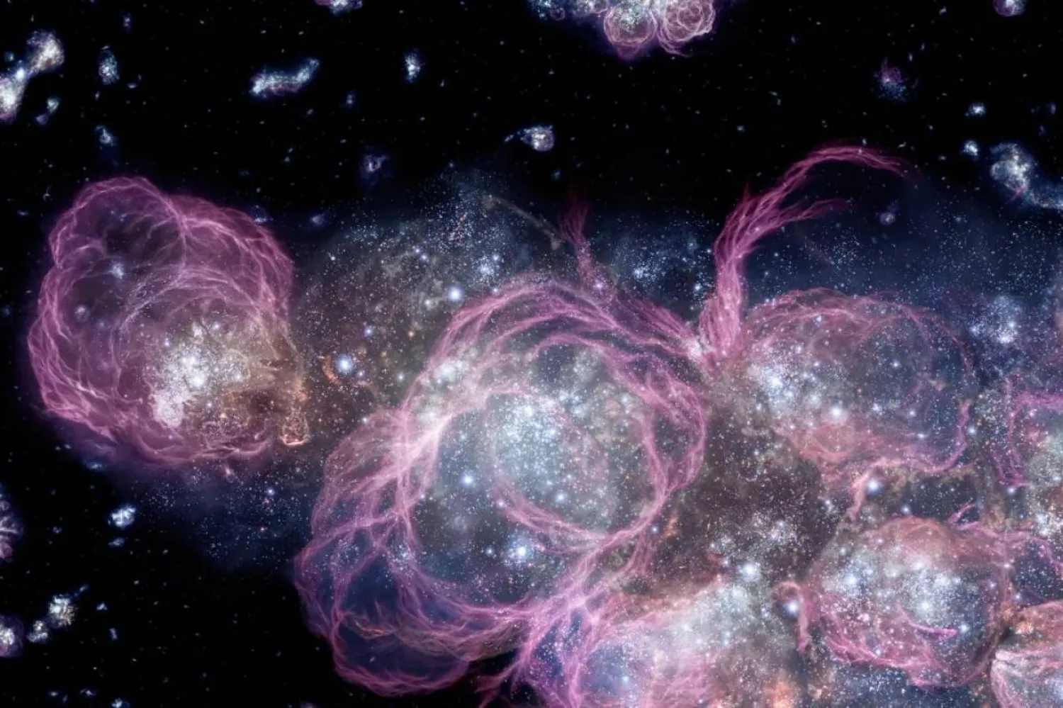 Anlaşılması zor hipernova sırasında evrenin böyle göründüğü tahmin ediliyor. (NASA/ Adolf Schaller)