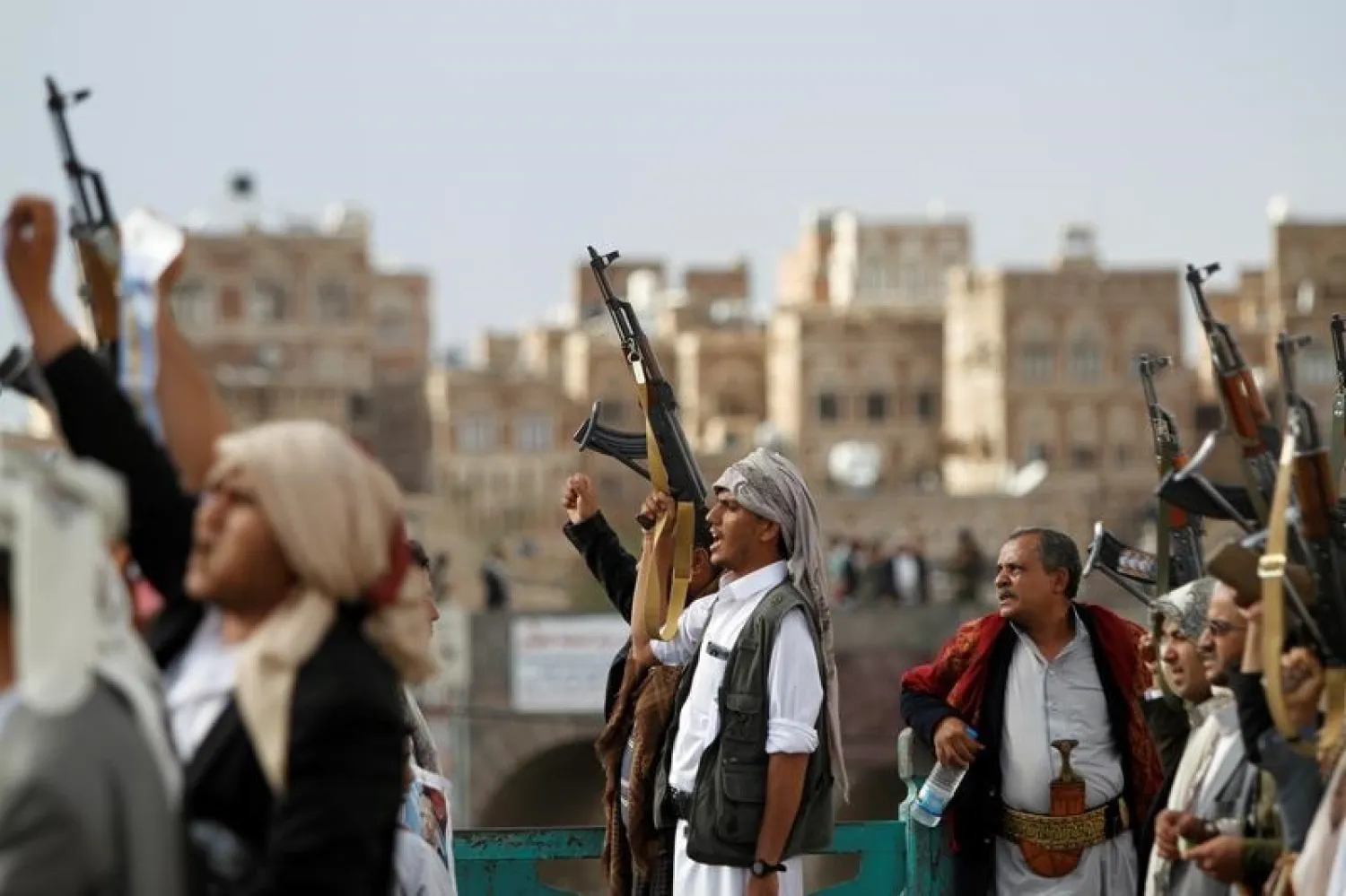 Houthi supporters attend a rally to mark the first anniversary of the killing of Saleh al-Sammad, who was the head of the Houthi movement’s Supreme Political Council, by an airstrike, in Sanaa, Yemen, April 19, 2019. REUTERS/Mohamed al-Sayaghi