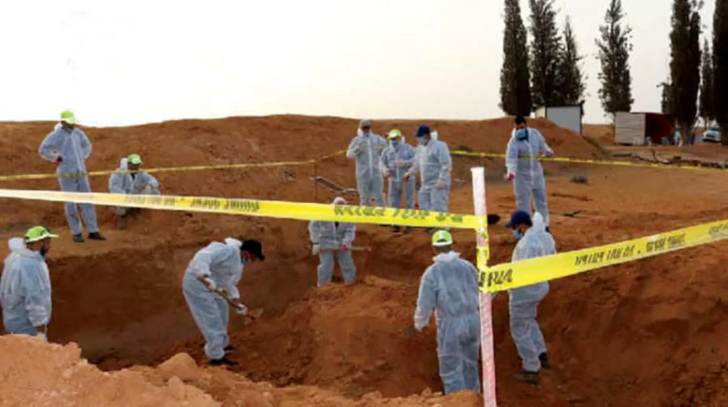 جانب من المقبرتين الجديدتين اللتين تم العثور عليهما في ترهونة (الهيئة العامة للبحث والتعرف على المفقودين)