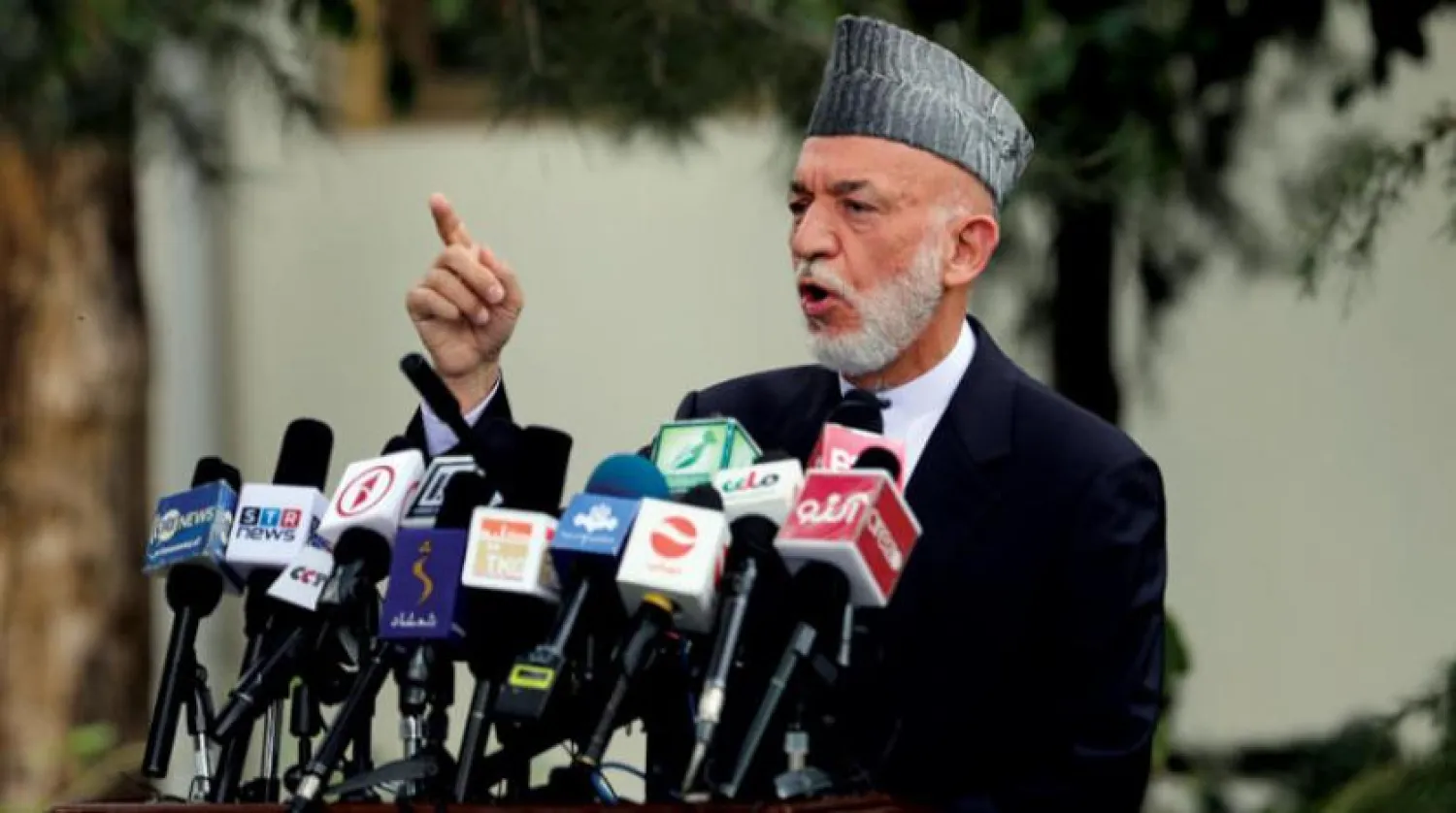 Eski Afganistan Devlet Başkanı Hamid Karzai, 13 Temmuz’da Kabil’de basın toplantısı düzenledi. (AP)
