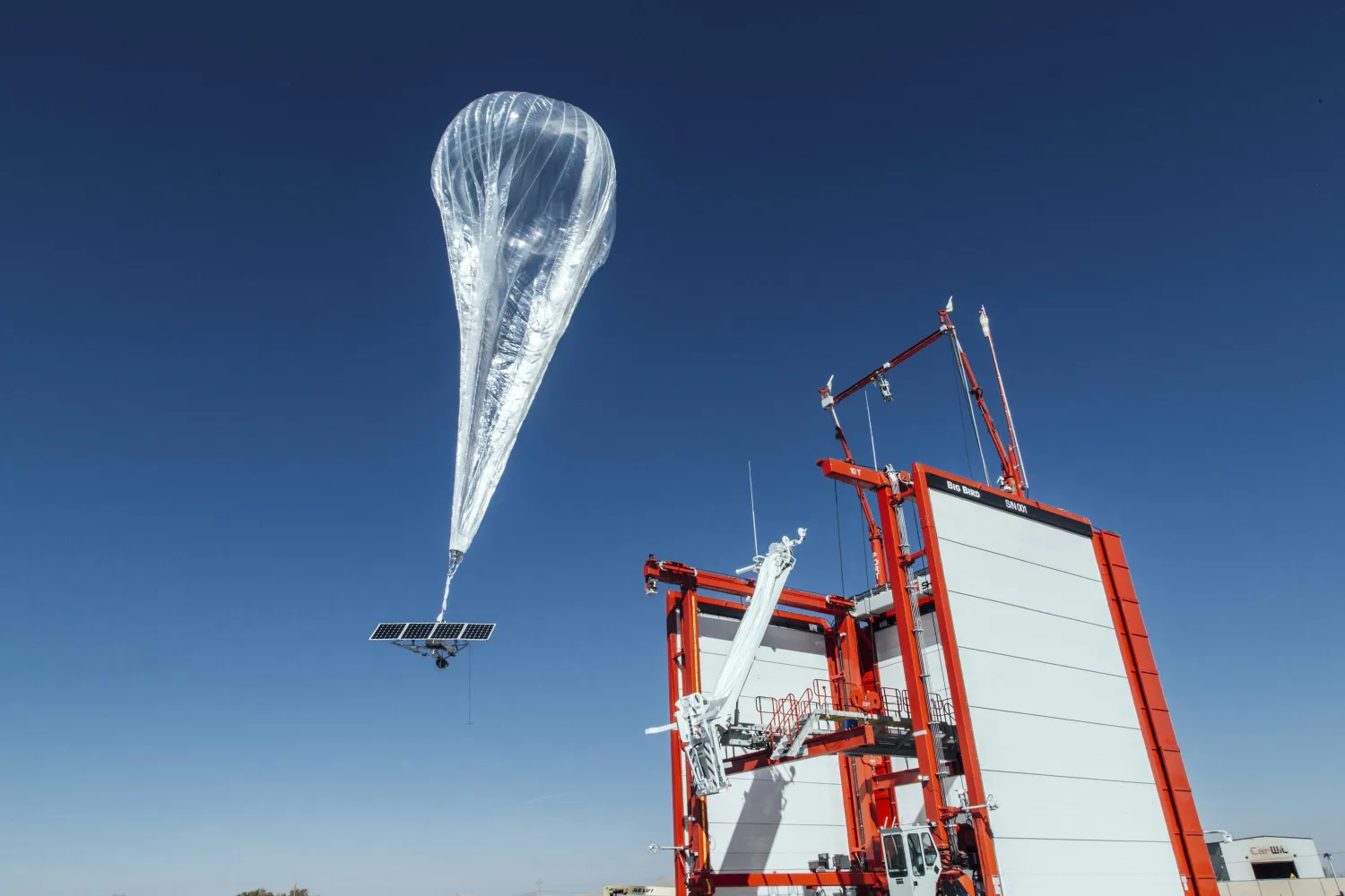 FILE - This Wednesday, Oct. 18, 2017, file photo provided by Project Loon shows a stratospheric balloon taking off for Puerto Rico from a project site in Winnemucca, Nev. For years, Alphabet, the parent company of Google, worked to perfect an internet-balloon division service called Loon. It shut down that project in January 2021, saying it wasn't commercially viable. (Project Loon via AP, File)