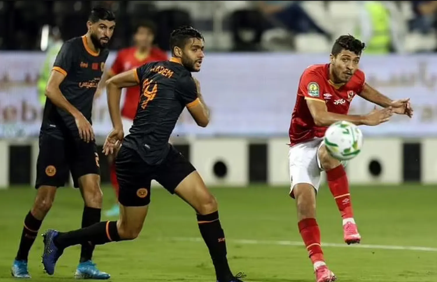 Al Ahly forward Mohamed Sherif (R) scored the first goal in a 3-0 victory over Kaizer Chiefs in the CAF Champions League final in Casablanca on Saturday - AFP