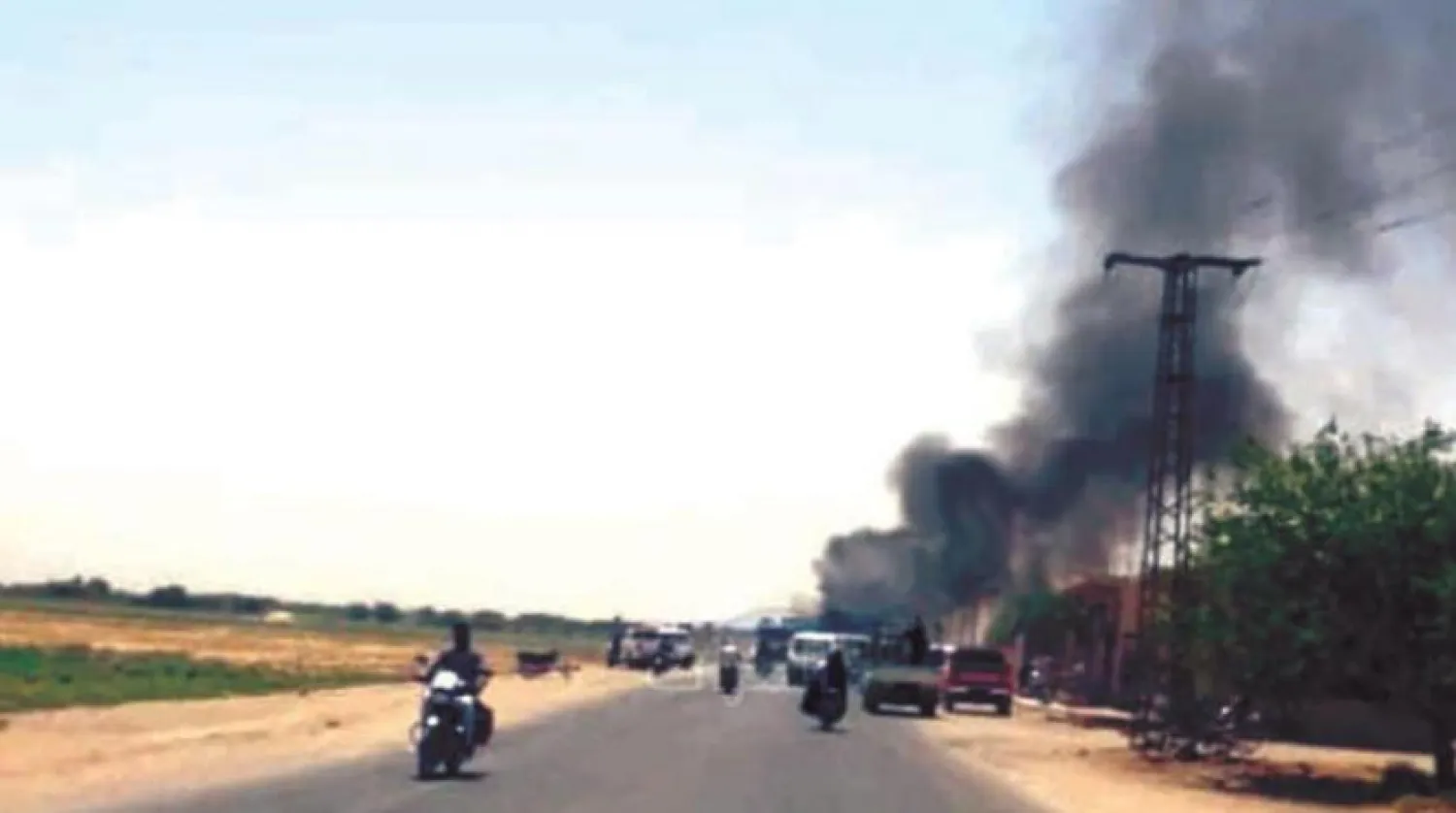 El-Kaim'de Haşdi Şabi noktasına yapılan hava saldırısından sonra çekilen ve sosyal medyada dolaşan bir fotoğraf