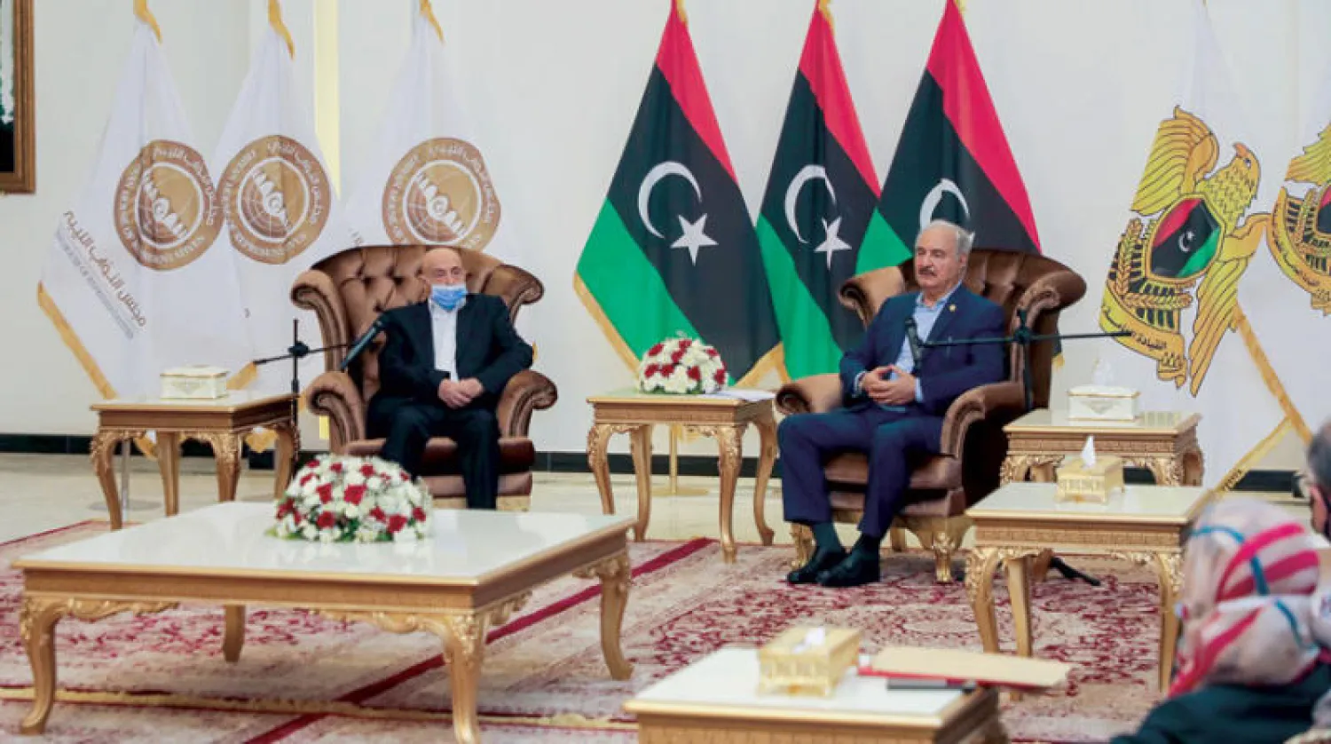 خليفة حفتر وعقيلة صالح خلال اجتماعهما (الجيش الوطني الليبي)