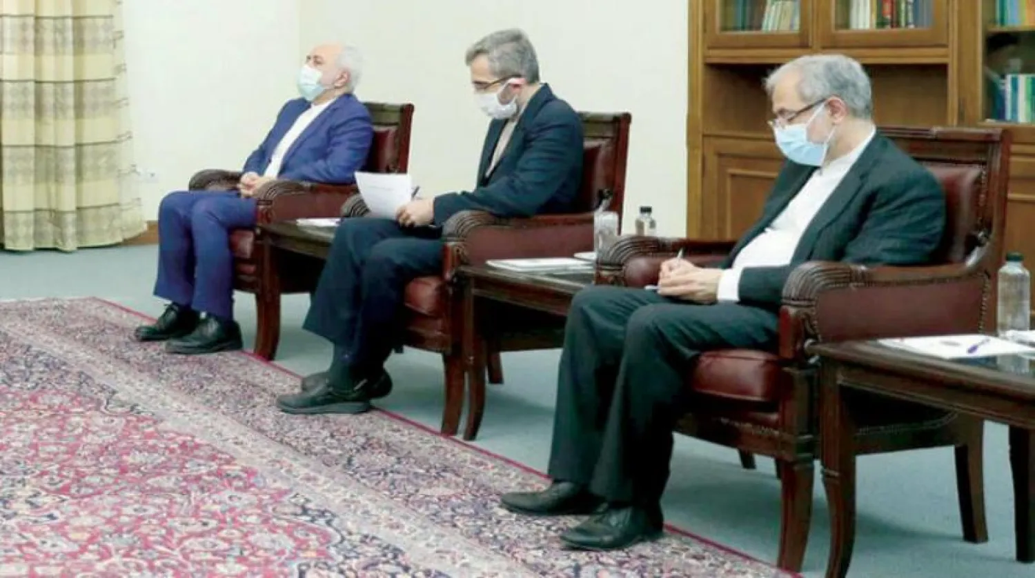 Ali Bagheri, advisor to the president-elect and one of the candidates for the foreign ministry... Next to him is Foreign Minister Mohammad Javad Zarif (Iranian Foreign Ministry)
