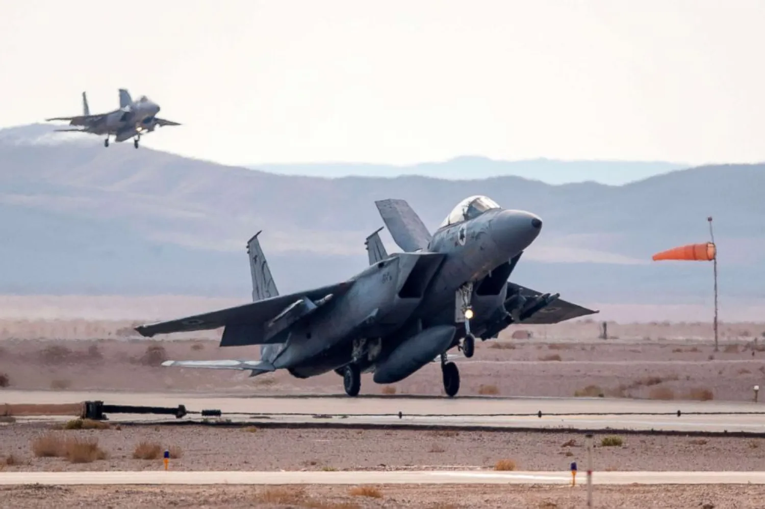 In this file photo dated Nov. 8, 2017, an F-15, belonging to the Israeli air force, lands during the "Blue Flag" multinational air defense exercise at the Ovda air force base, north of the Israeli city of Eilat. - AFP