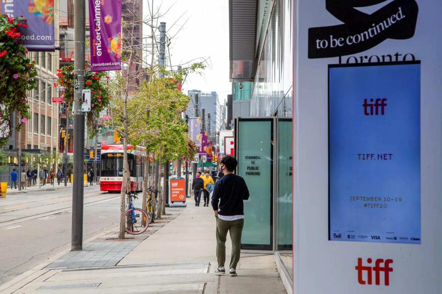 King Street West is seen nearly empty a day before the Toronto Film Festival in Toronto, Ontario, Canada September 9, 2020. REUTERS/Carlos Osorio