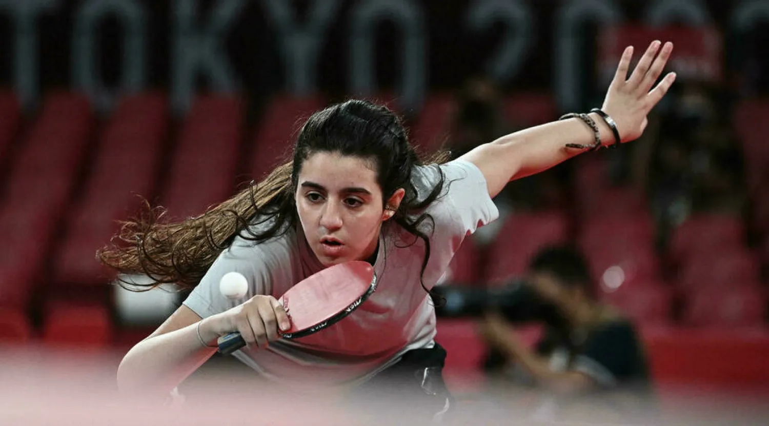 Syria's Hend Zaza, 12, lost in the preliminary round of the Olympics table tennis competition Anne-Christine POUJOULAT AFP
