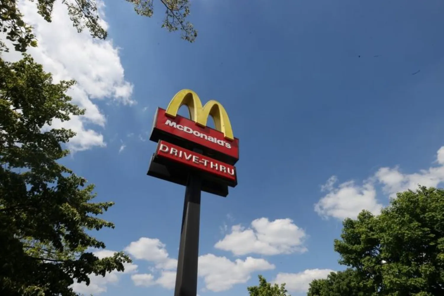 General view of a McDonald's sign, Stoke-on-Trent, Britain, June 1, 2020. (Reuters)