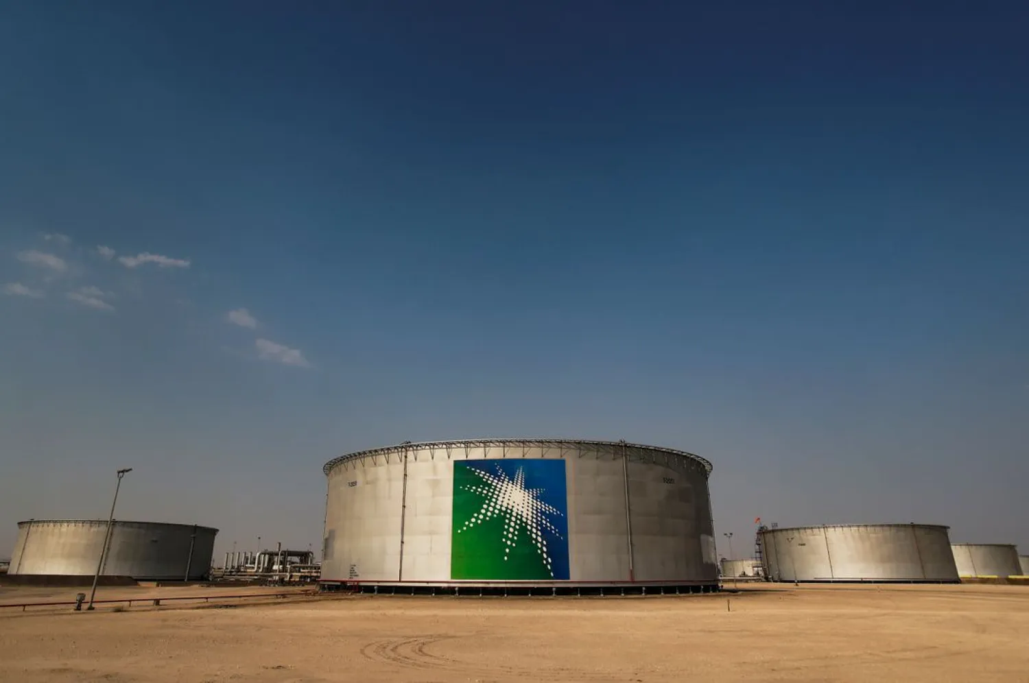 A view shows branded oil tanks at Saudi Aramco oil facility in Abqaiq, Saudi Arabia October 12, 2019. (Reuters)