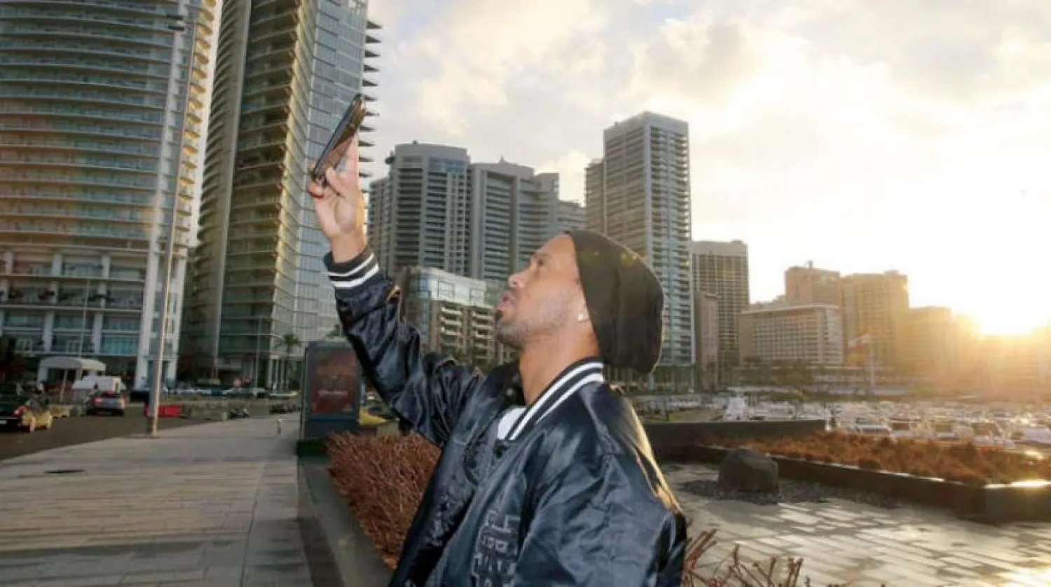 Ronaldinho during his 2017 visit to Beirut.