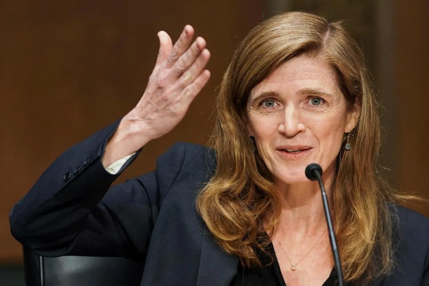 Samantha Power landed Saturday in Sudan, aiming to support the country’s fragile transition to democracy before travelling to Ethiopia. (AP)