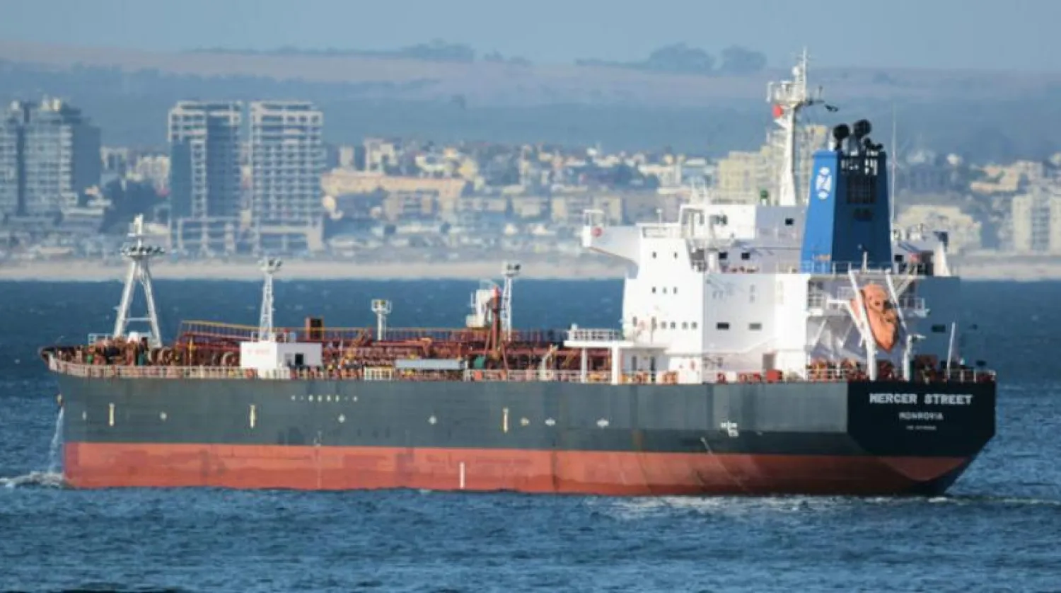 This Jan. 2, 2016 photo shows the Liberian-flagged oil tanker Mercer Street off Cape Town, South Africa. (Johan Victor via AP)