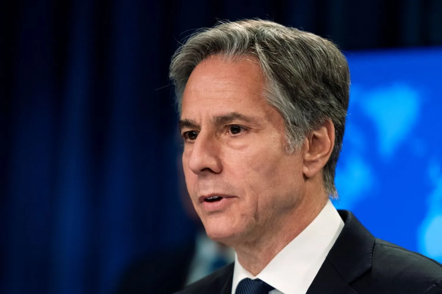 US Secretary of State Antony Blinken speaks at the Department of State in Washington, US, July 12, 2021. Manuel Balce Ceneta/Pool via REUTERS