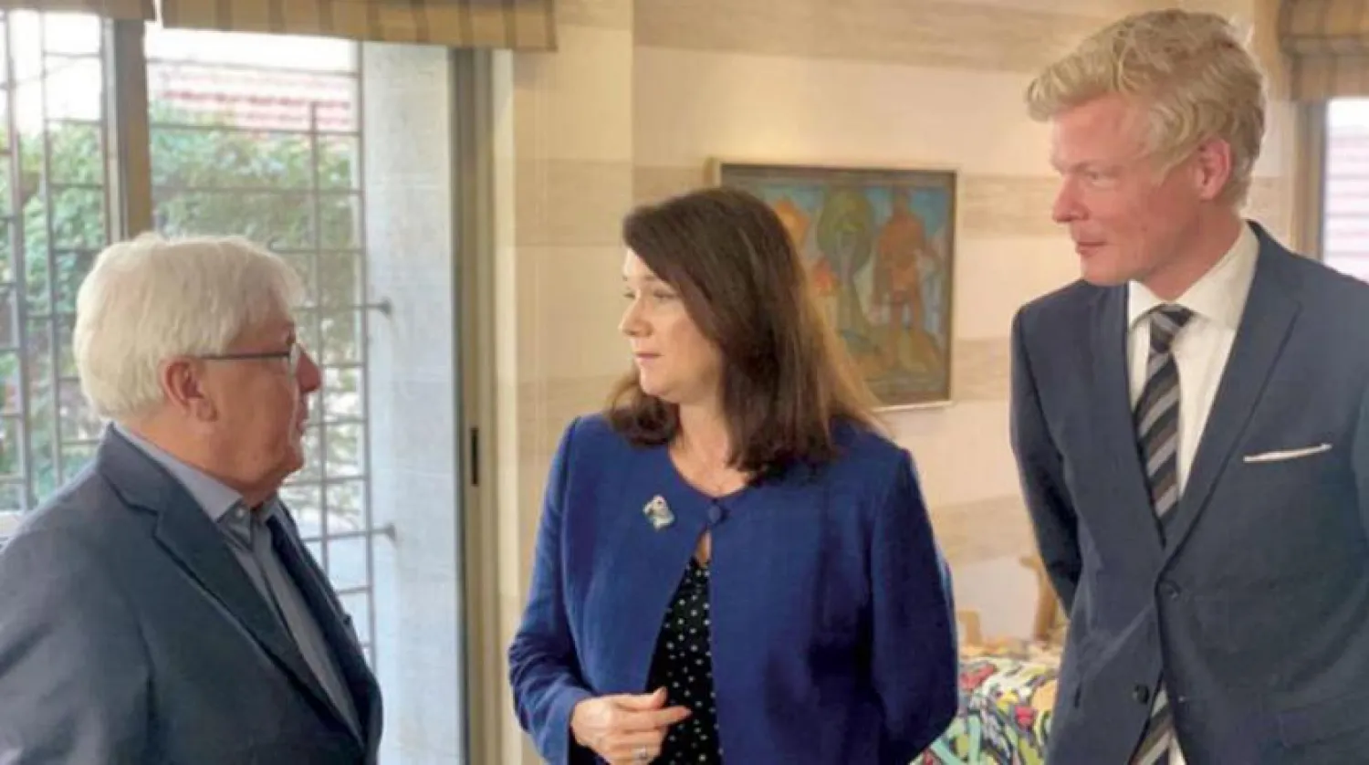 A previous meeting between former UN Special Envoy for Yemen Martin Griffiths with the Swedish Minister of Foreign Affairs and Hans Grundberg when he was the European Union’s Ambassador to Yemen (Twitter)