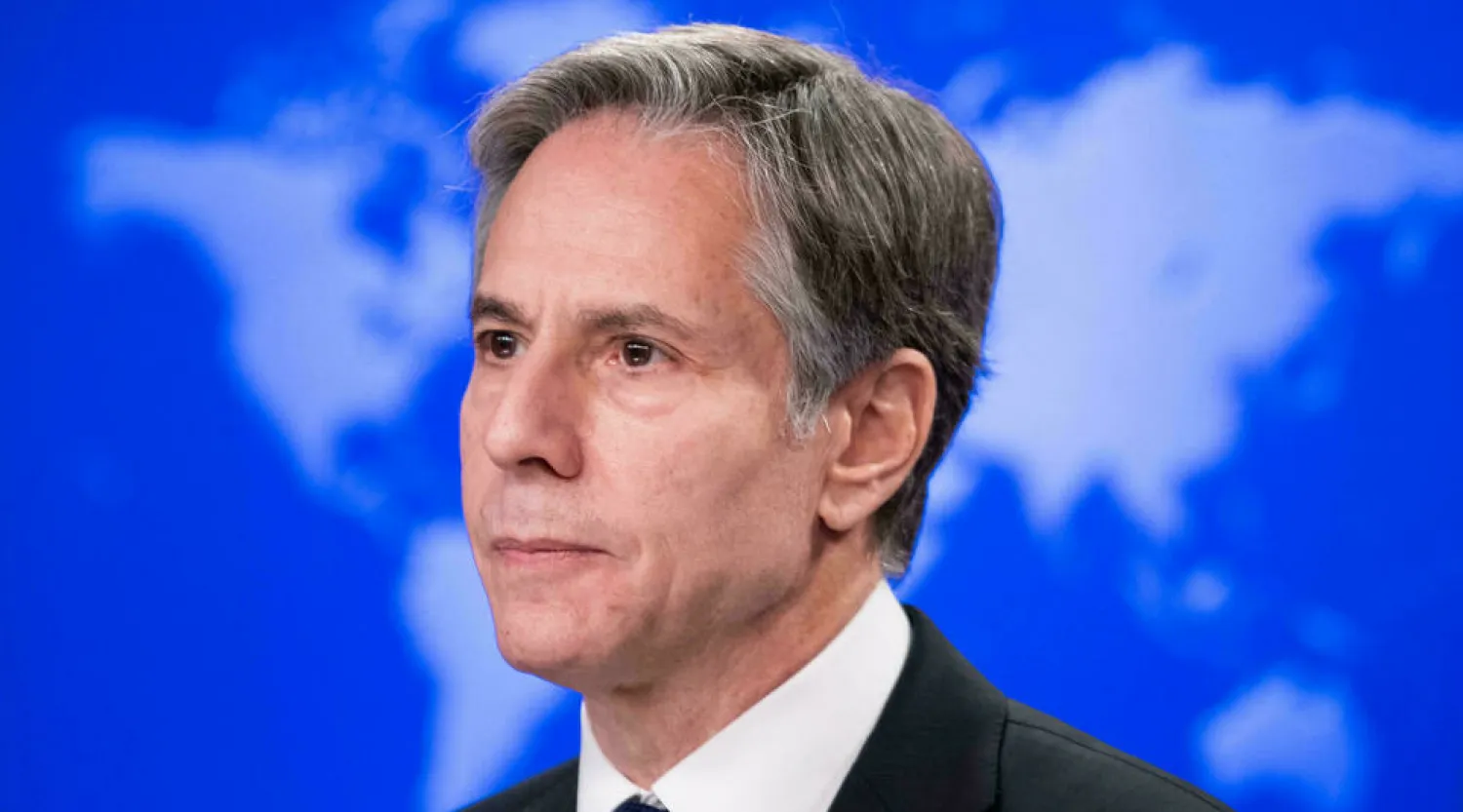 Secretary of State Antony Blinken, seen speaking on August 2, 2021, has vowed a response to Iran over an alleged tanker attack Brendan Smialowski POOL/AFP/File
