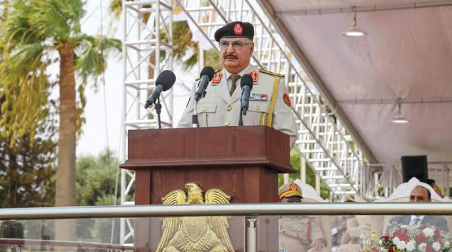 المشير حفتر خلال إحياء الذكرى الـ81 لتأسيس الجيش العربي الليبي (موقع القيادة العامة)