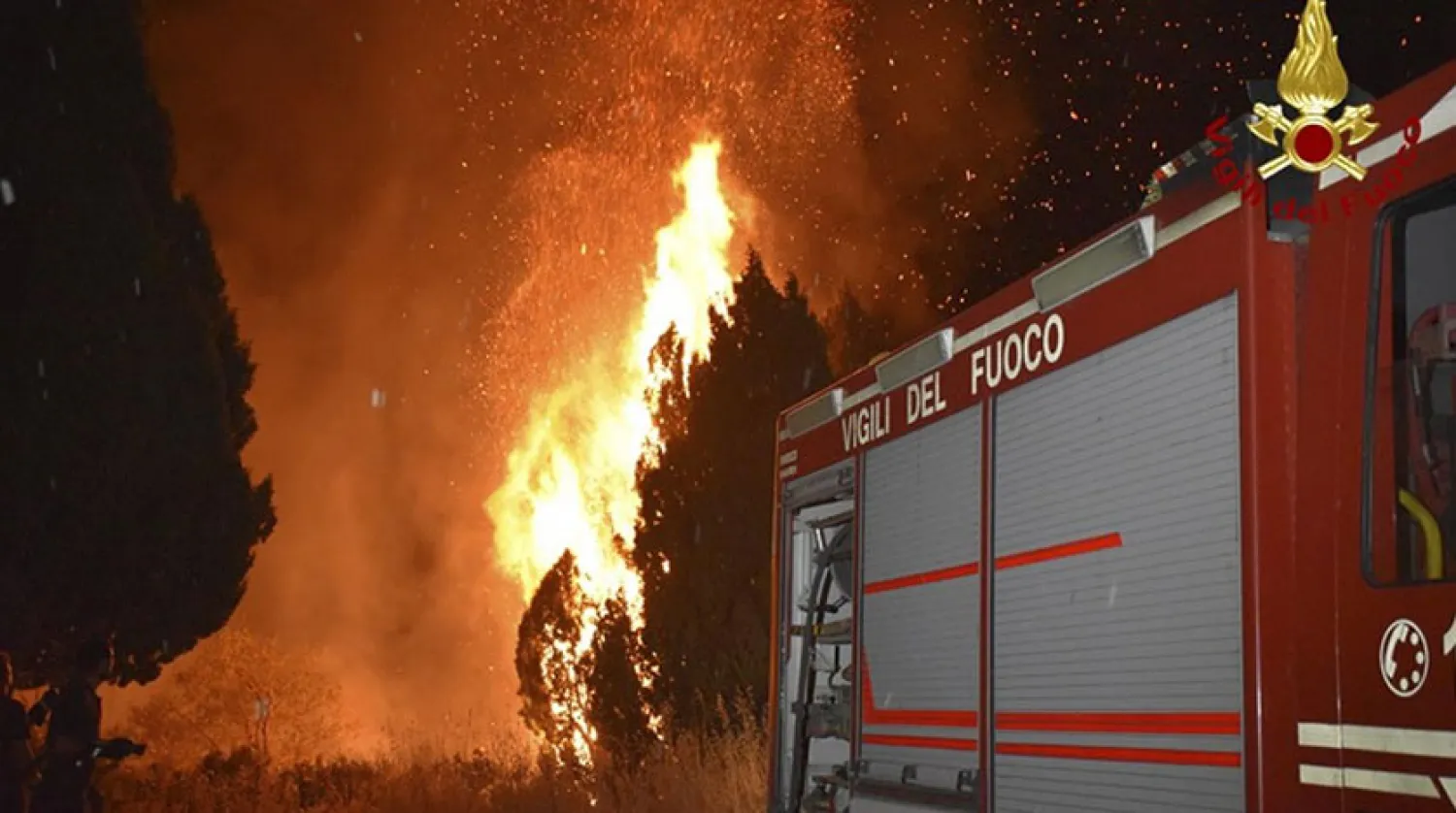 Sicilya adası yakınlarındaki orman yangınları (İtalyan Sivil Savunma/AP)