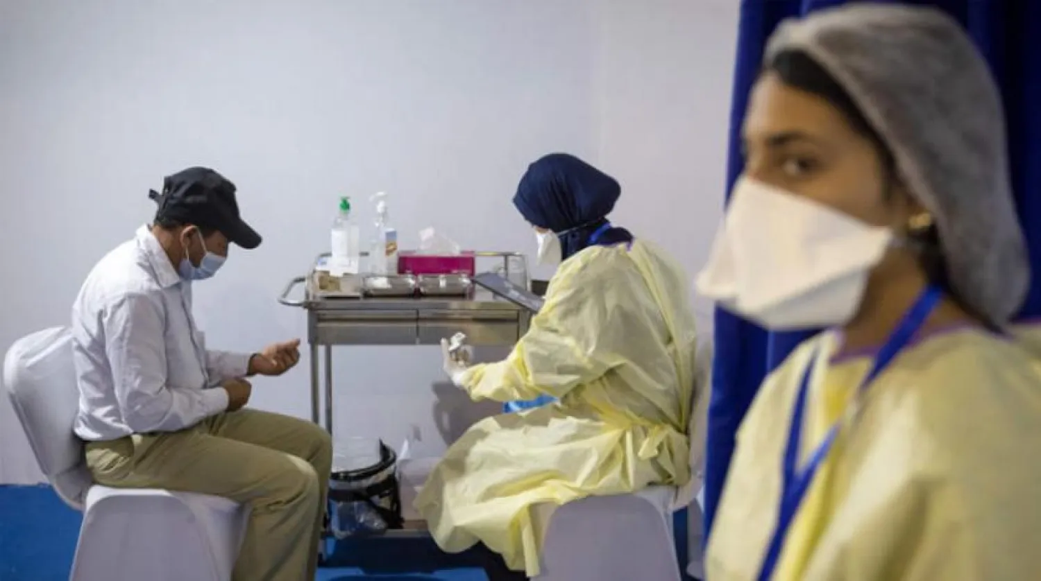 A man receives a vaccine shot in Casablanca. (AFP)