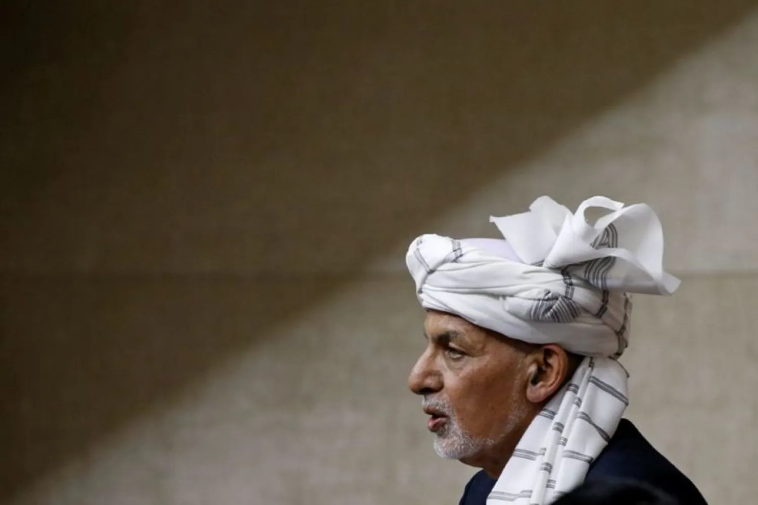 Afghan President Ashraf Ghani speaks at the parliament in Kabul, Afghanistan August 2, 2021. (Reuters)