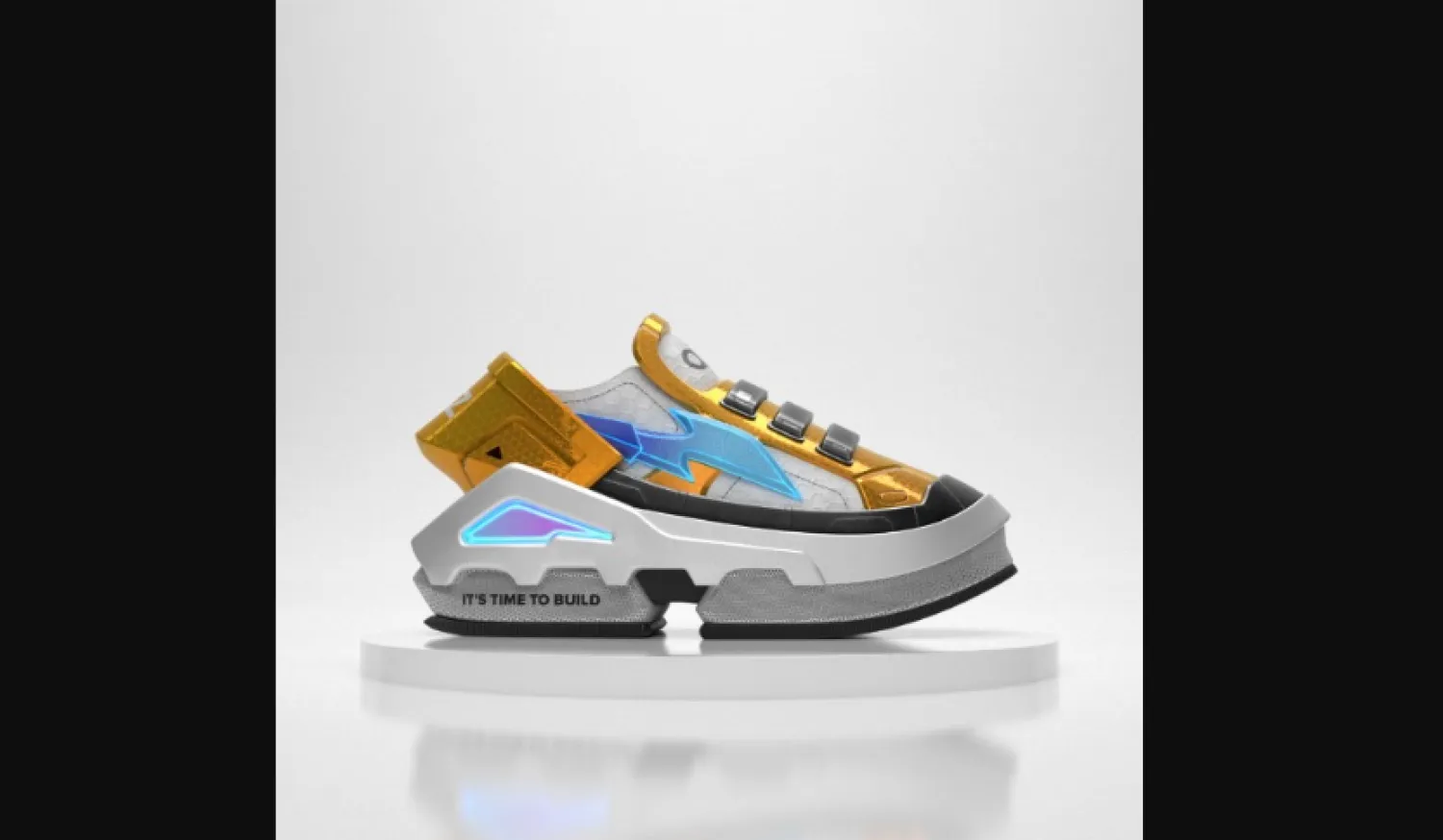 A virtual sneaker made by digital fashion company RTFKT in collaboration with the fund A16z is seen in this render obtained by Reuters on August 10, 2021. RTFKT INC/Handout via REUTERS