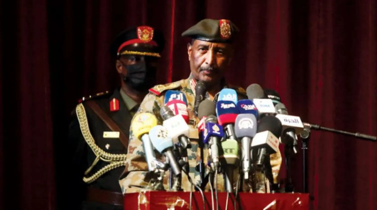 Chairman of Sudan's Sovereign Council Abdel Fattah al-Burhan speaking at the 67th anniversary of the armed forces (Getty Images)
