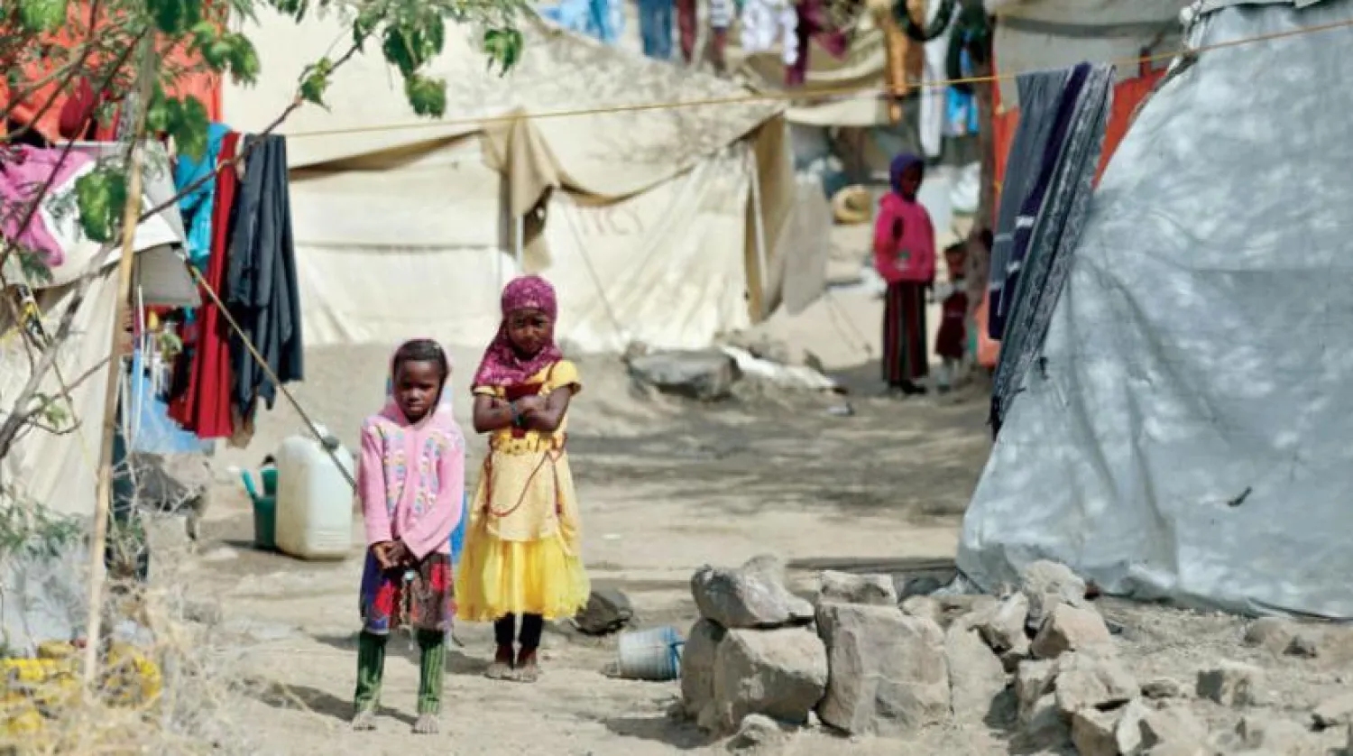 Yemeni children in a displacement camp (AFP)