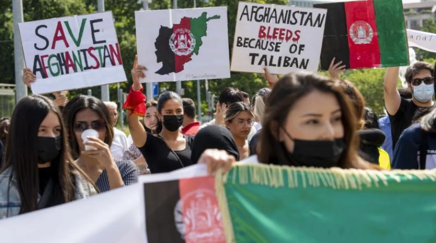 Cenevre’de BM’nin Afganistan’a müdahale etmesi çağrısında bulunulan bir gösteri (EPA)