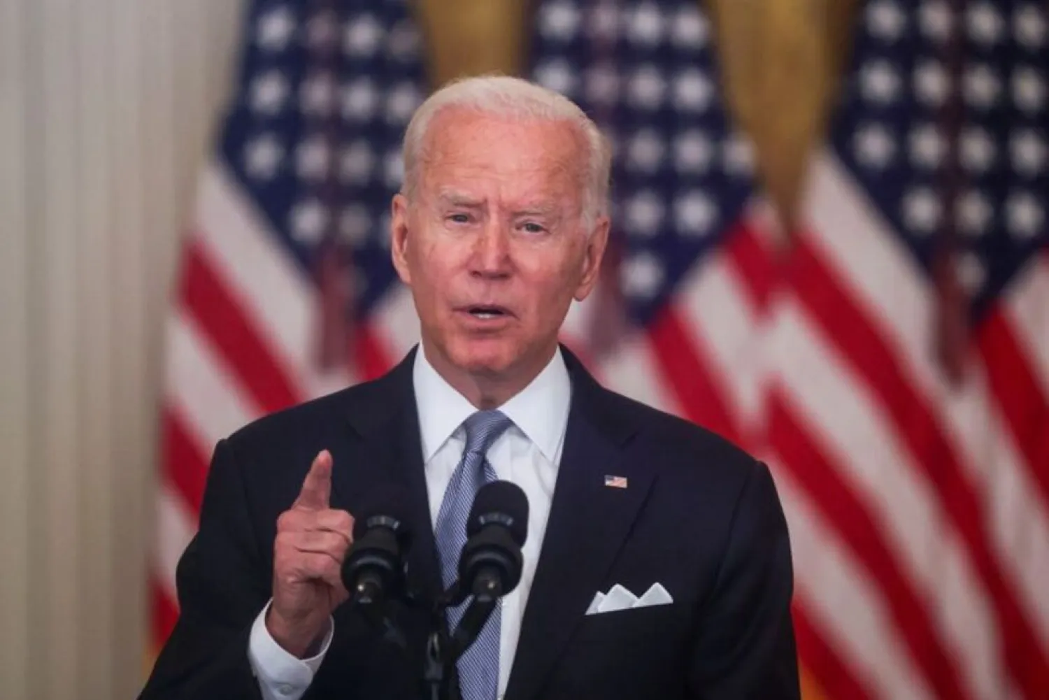 US President Joe Biden delivers remarks on the crisis in Afghanistan during a speech in the East Room at the White House in Washington, US, August 16, 2021. (Reuters)