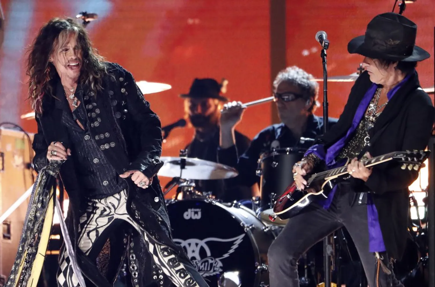 Steven Tyler and Joe Perry of Aerosmith perform at the 62nd Grammy Awards, Los Angeles, California, US, January 26, 2020. (Reuters)