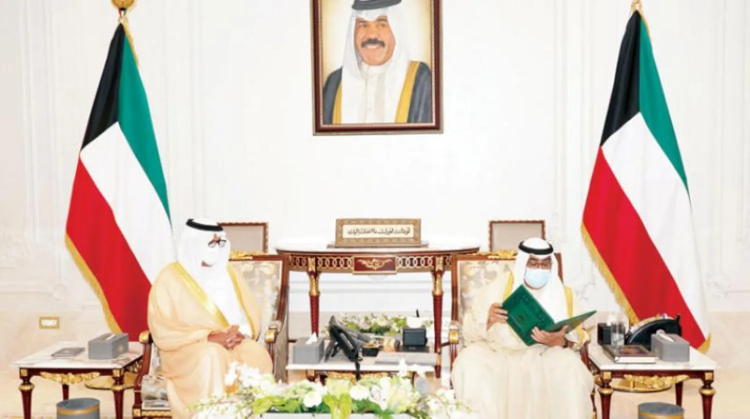 Kuwaiti Crown Prince Sheikh Mishal al-Ahmad al-Jaber al-Sabah with Saudi Ambassador Prince Sultan bin Saad al-Saud (KUNA)
