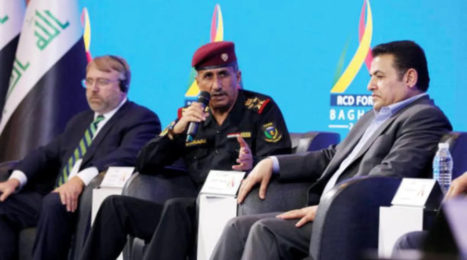 Terörle Mücadele Birimi Komutanı Abdulvahhab es-Saidi, dün Bağdat’ta düzenlen Rafideyn Forumu’nda konuşurken (Getty Images)