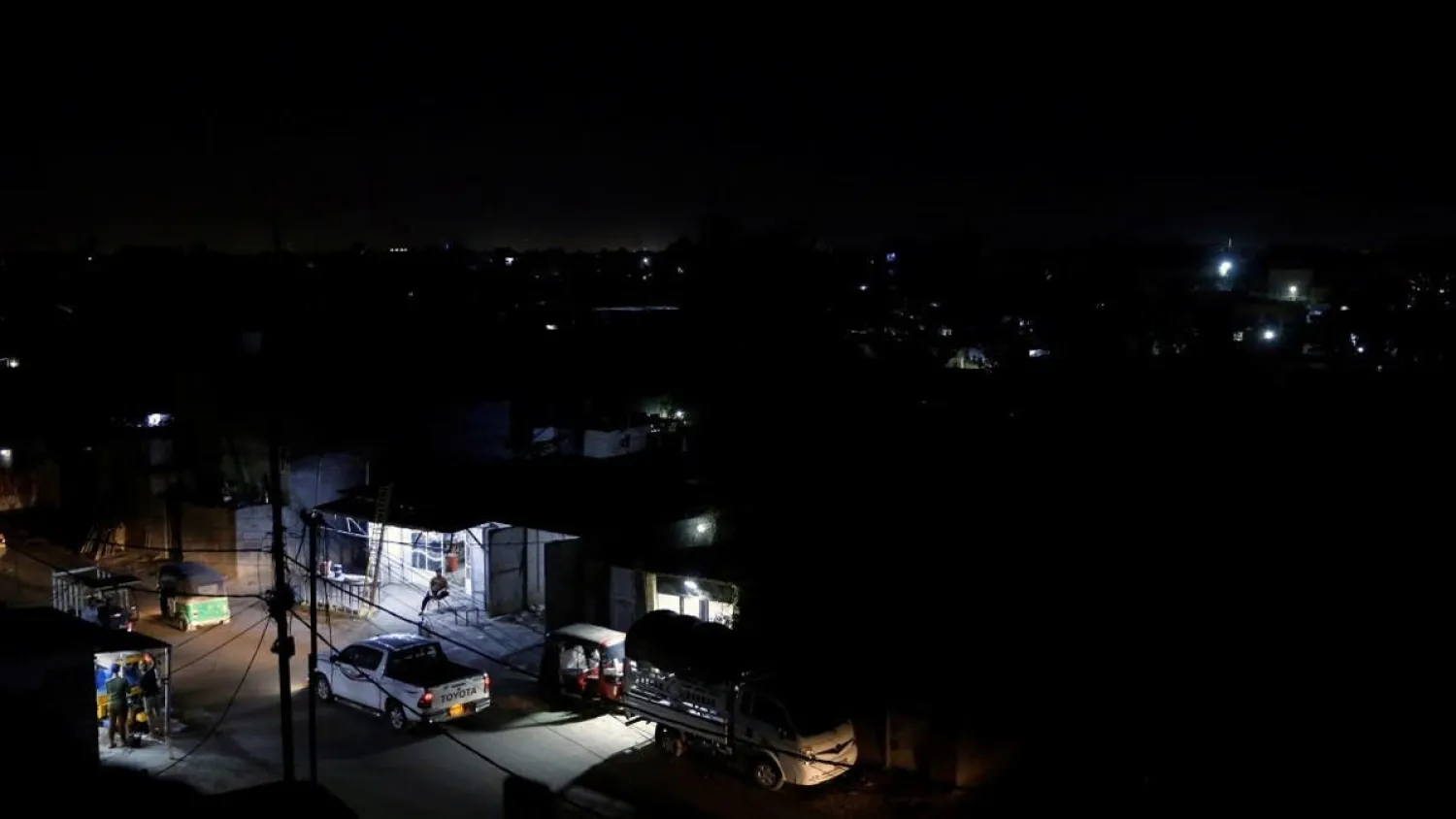 A general view of the city during a power cut in Baghdad, Iraq, on July 3, 2021. (Reuters)
