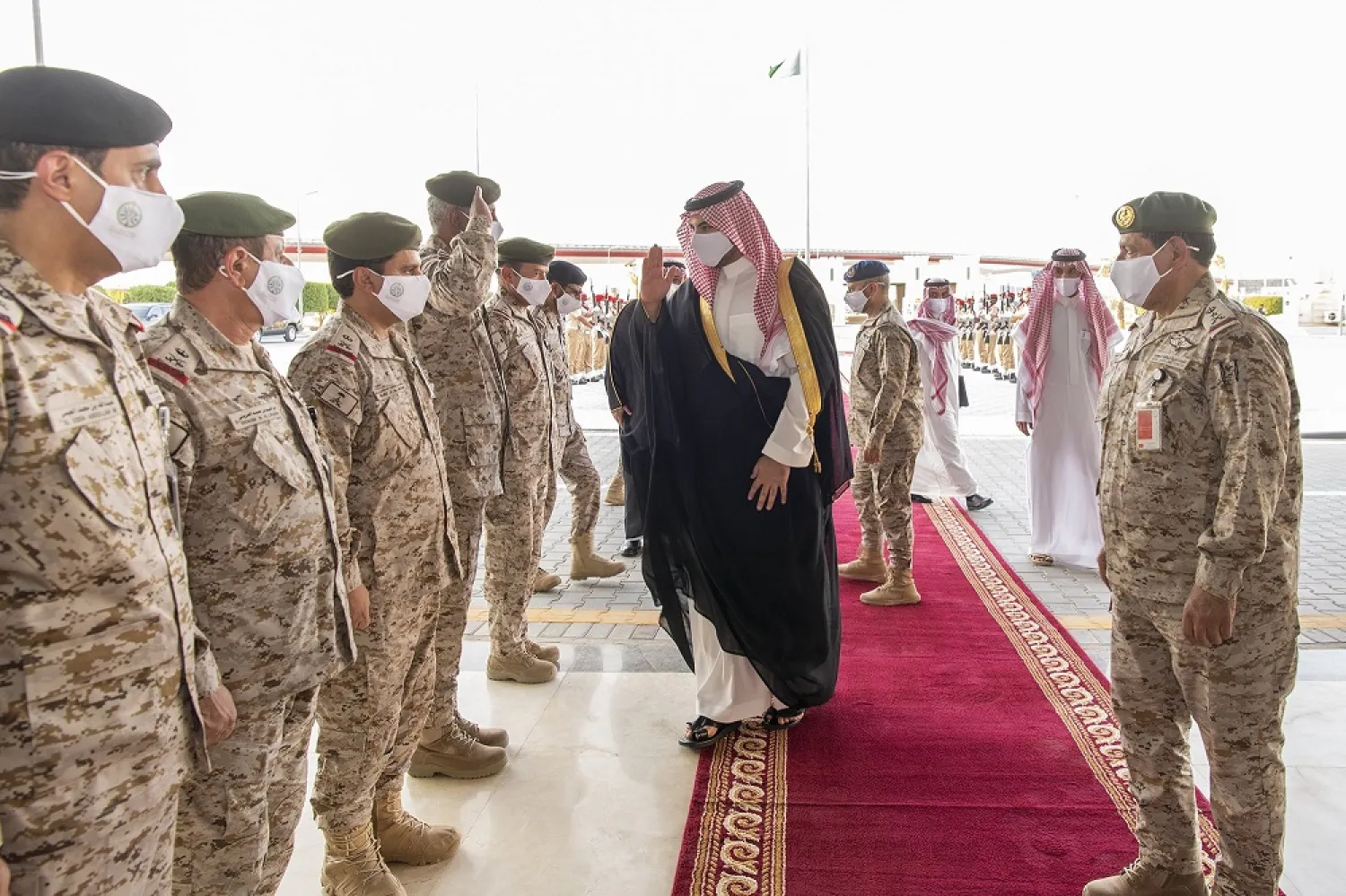 Prince Khalid bin Salman visits the headquarters of the Royal Saudi Land Forces in Riyadh. (Twitter)