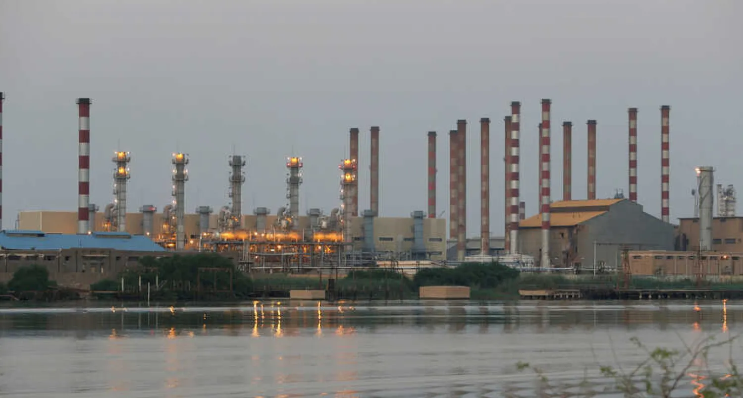 Abadan oil refinery in southwest Iran pictured from the Iraqi side of Shatt al-Arab in al-Faw (Reuters)

