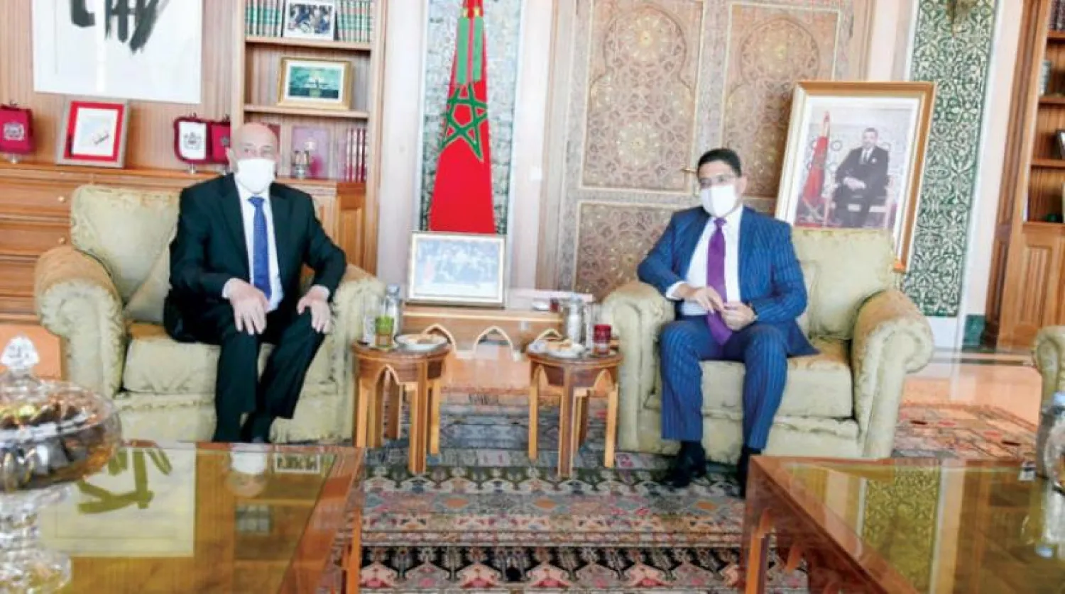 Bourita and Saleh meet in Rabat. (Moroccan Foreign Ministry)