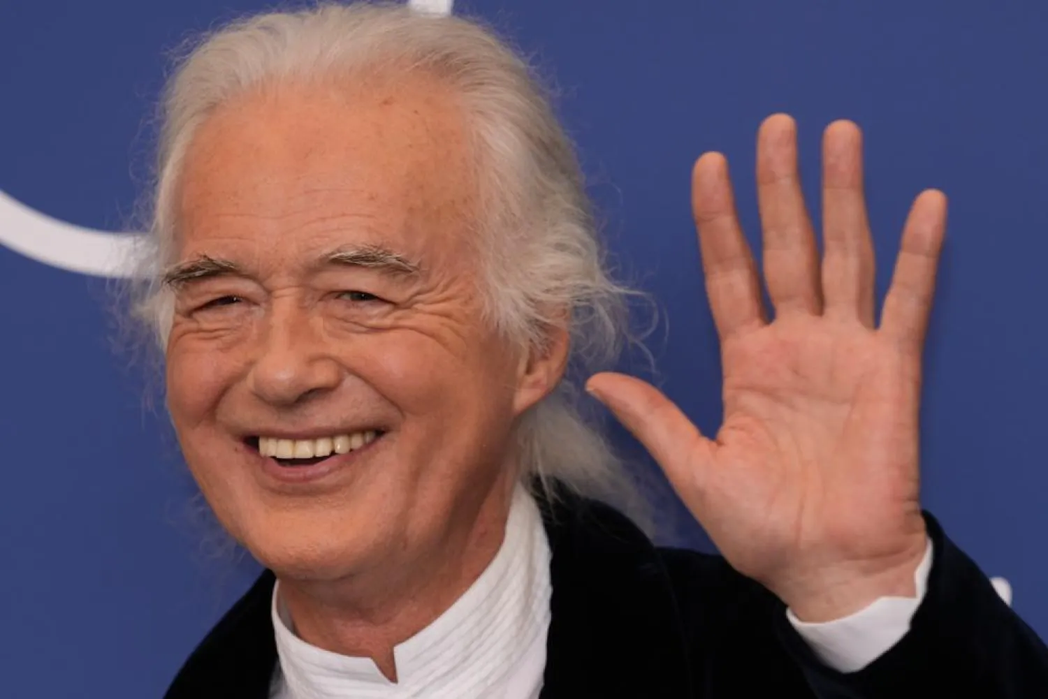 Musician Jimmy Page poses at the photo call of the movie “Becoming Led Zeppelin” at the 78th edition of the Venice Film Festival at the Venice Lido, Italy, Saturday, Sep. 4, 2021. (AP)