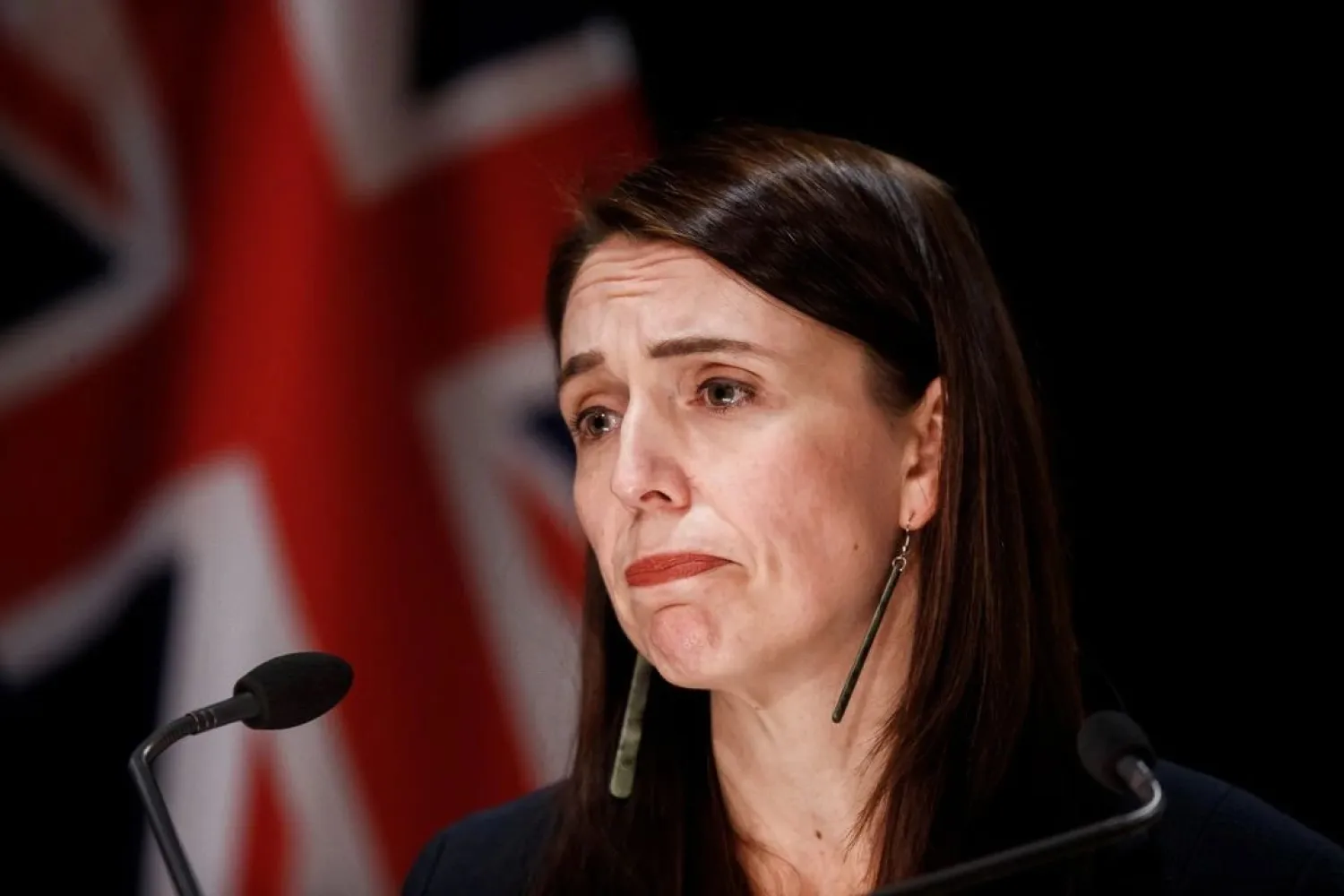 New Zealand Prime Minister Jacinda Ardern holds a press conference at New Zealand Parliament, in response to what she characterized as a terror attack by a violent extremist at an Auckland mall, in Auckland, New Zealand, September 3, 2021. (Reuters)