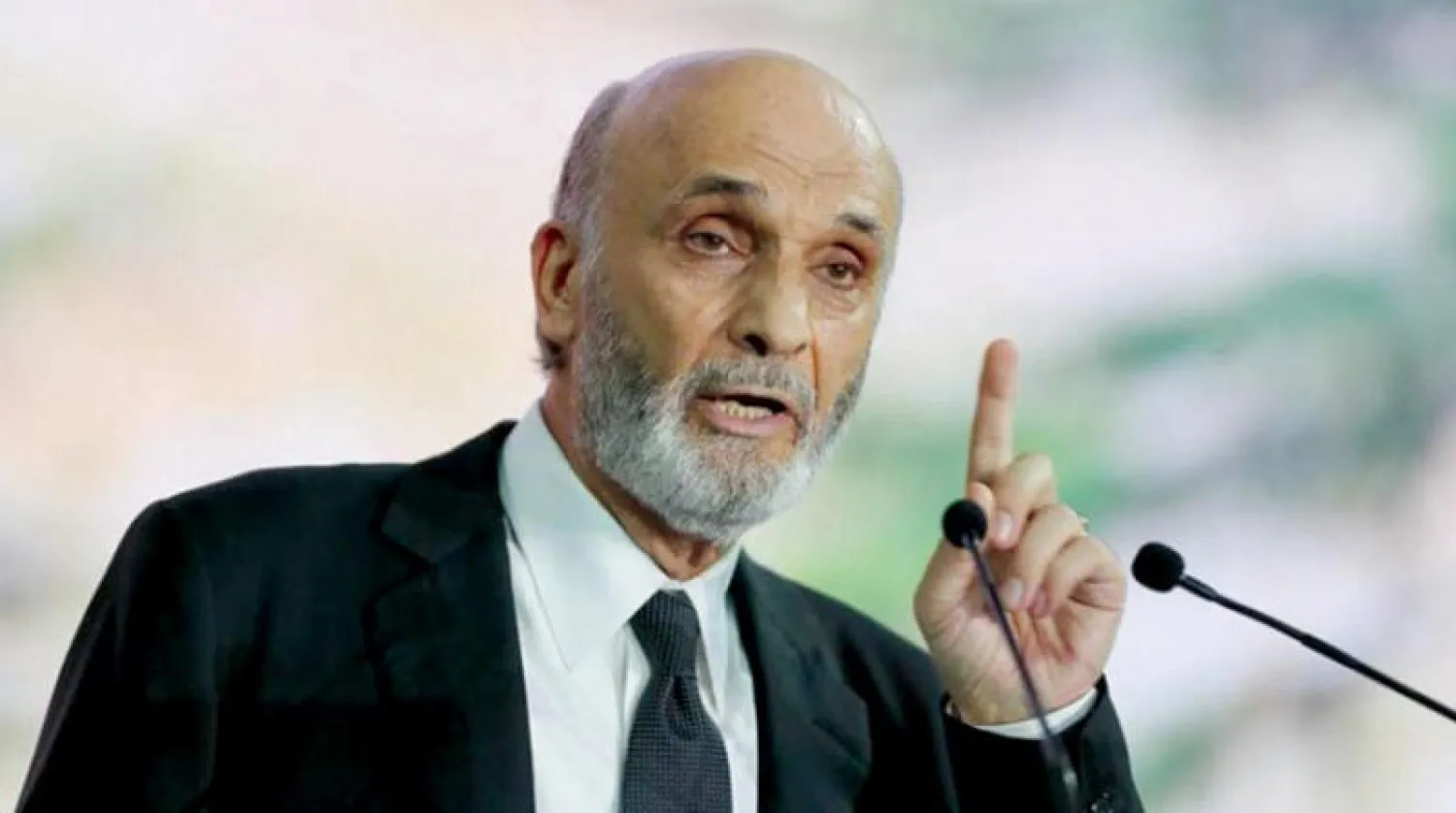 جعجع خلال كلمته أمس (القوات اللبنانية)