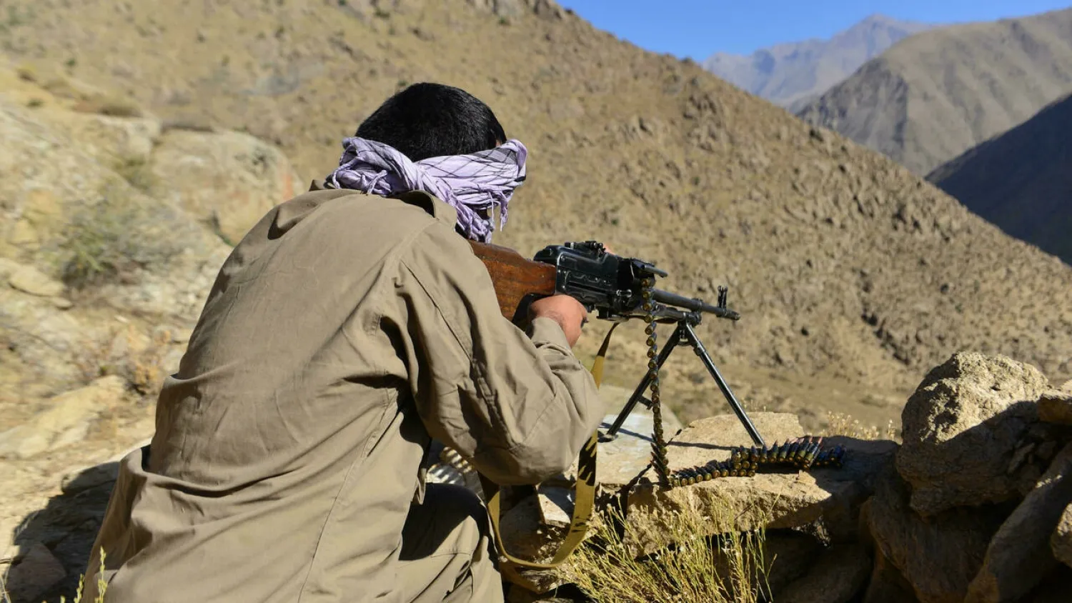 An anti-Taliban fighter takes part in military training in Panjshir Valley. (AFP)