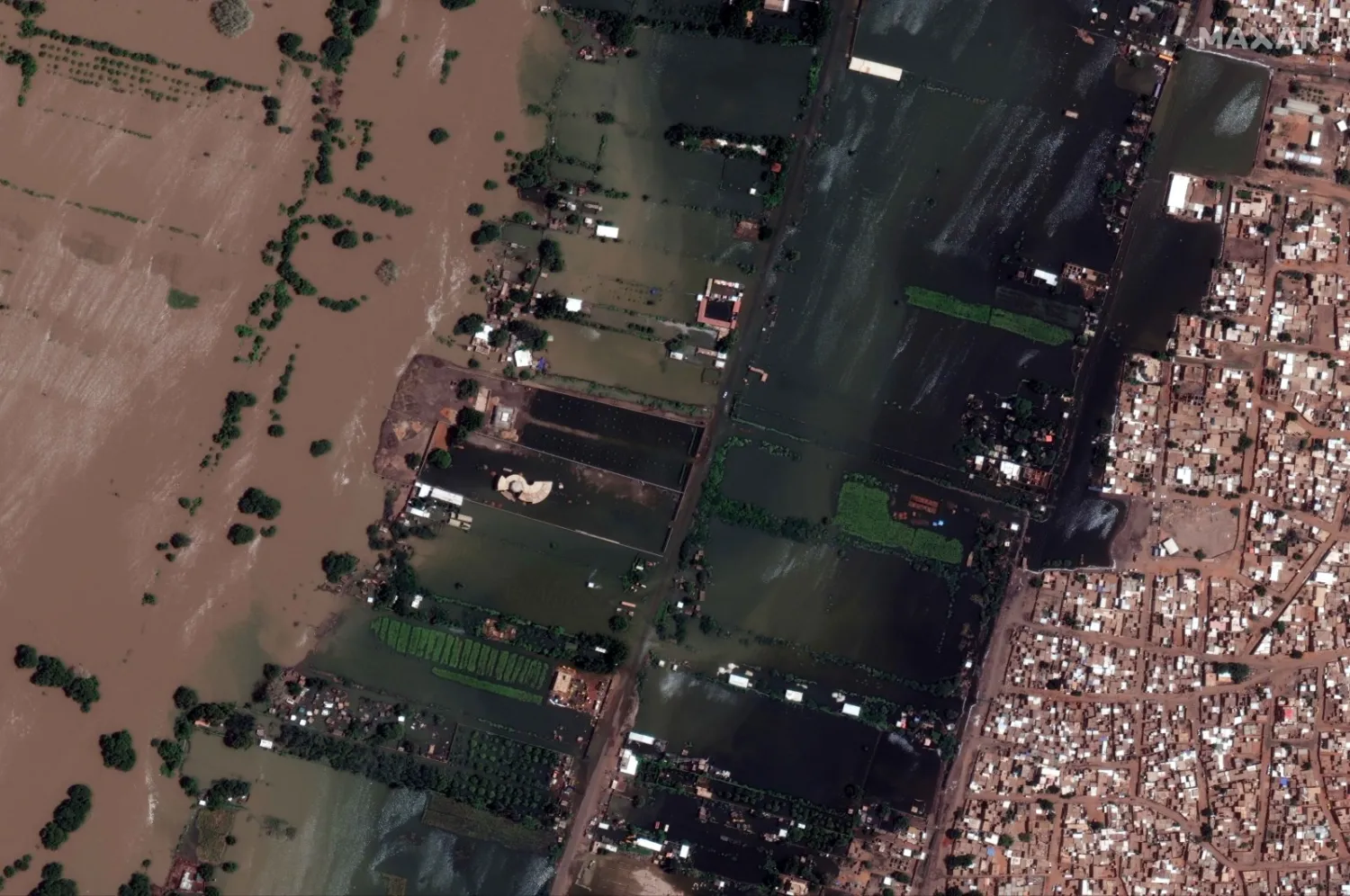 A satellite image shows Halfie Elmouluk as heavy floods sweep through Khartoum, Sudan, Sept. 5, 2020. (REUTERS Photo)
