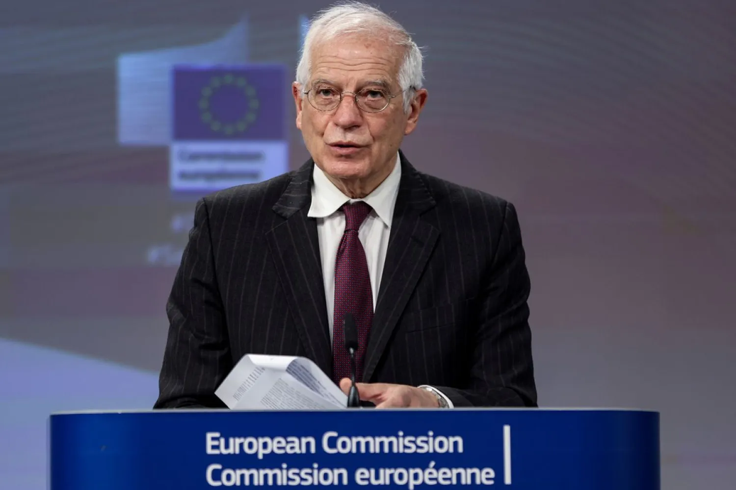 Josep Borrell speaks during a news conference on the EU's cybersecurity strategy, in Brussels, Belgium December 16, 2020. Kenzo Tribouillard/Pool via REUTERS/File Phot
