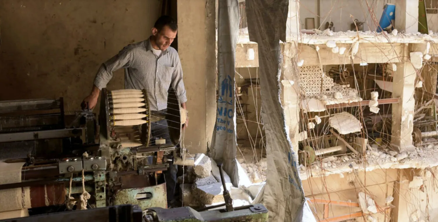 A partially destroyed workshop is seen in Syria's northern city of Aleppo. AFP