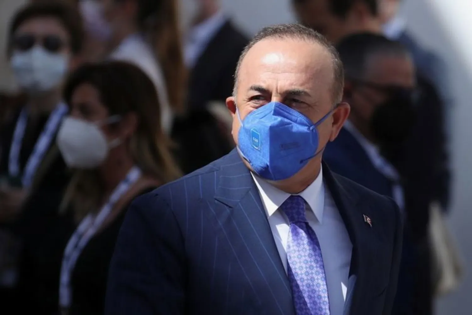 Turkey’s Foreign Minister Mevlut Cavusoglu arrives to attend the G20 meeting of foreign and development ministers in Matera, Italy, June 29, 2021. (Reuters)