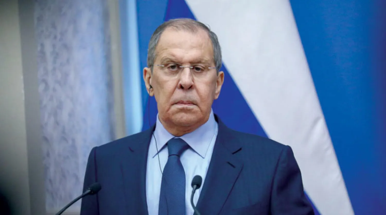 وزير الخارجية الروسي سيرغي لافروف في مؤتمر صحافي الشهر الماضي (الخارجية الروسية)