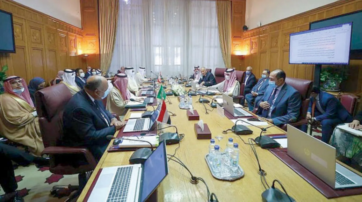 جانب من اجتماع اللجنة الوزارية العربية الرباعية المعنية بمتابعة تطورات الأزمة مع إيران (واس)